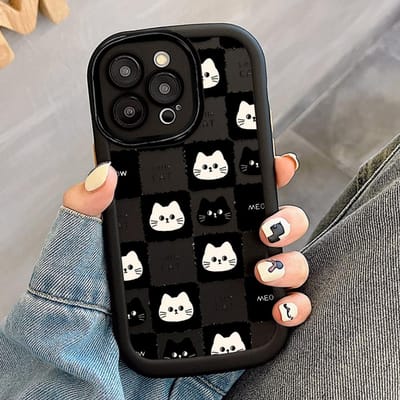 Schattige Kat Telefoonhoesje Voor iPhone 13 Hoesje iPhone 15 Pro 11 12 14 16 Pro Max XR XS X 6 7 8 Plus SE Siliconen Zacht Schokbestendig Hoesje For iPhone 12 gray