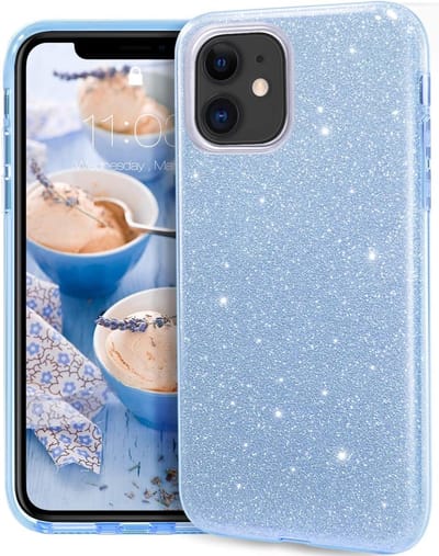 Casemania Hoesje Geschikt voor Apple iPhone 11 - Blauw - Glitter Back Cover