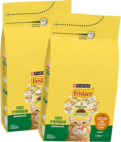 Friskies droogvoer voor katten - Kip & Groenten - kattenvoer voor binnenhuiskatten - 2 zakken - 2 x 1500g
