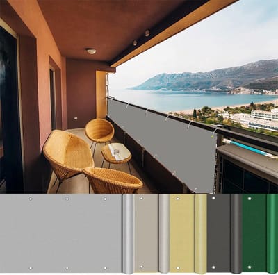 Balkon Afdekking - Privacy Scherm - Inkijk Voorkomen - Weerbestendig Materiaal - 80 x 550 cm - Lichtgrijs