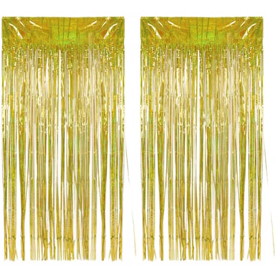 2 stuks Folie Franje Gordijn Franje Achtergrond voor Bruiloft Verloving Bruidsdouche Verjaardagsfeest Podium beige