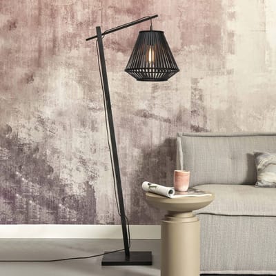 GOOD&MOJO Vloerlamp Merapi - Bamboe Zwart - 57x30x150cm - Modern - Staande lampen voor Woonkamer - Slaapkamer