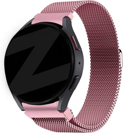 Bandz Milanese loop band geschikt voor Galaxy Watch 7 (40 & 44mm) / Galaxy Watch 6 (Classic) / 5 40mm & 44mm / Galaxy Watch 5 Pro / 4 & 4 Classic / Watch FE - gevlochten staal - Milanees bandje met magneetsluiting - roze