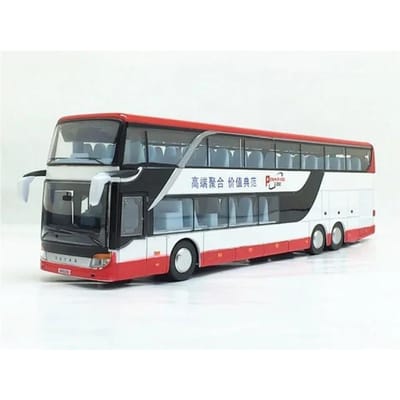 1:32 Hoge Kwaliteit Legering Dubbeldekker Bus Geluid Licht Metaal Diecast Pull Back Simulatie Luxe Sightseeing Bus Voertuig Kinderen Mooie Speelgoed wit