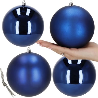 Springos Kerstballen | 4 Stuks | 12 cm | Marineblauw