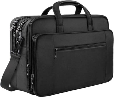 Laptoptas 17 Inch, Grote Laptop Messenger Schoudertas Uitbreidbaar met 2 Compartimenten voor Mannen Vrouwen, Waterdichte Zakenreis Werktas Aktetas voor 17 inch Laptop Notebook Computer Tablet, Zwart