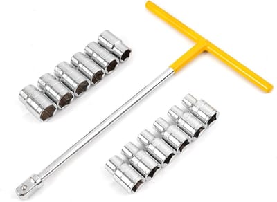SnelShoppen - T-Handgreep Steeksleutels Set 13 Delen 1/2 Inch met 8-19mm Steeksleutels, Stalen Sleutelset voor Onderhoud en Huishoudelijk Gebruik