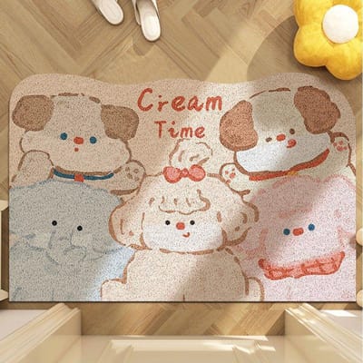 Thuis Zijde Mat Schattige Hond Voetmat Thuis Deur Deur Antislip Mat Cartoon Vuil Schrapend Modder Slijtvast Snijden 40 * 60CM [crystal velvet cannot be cut]