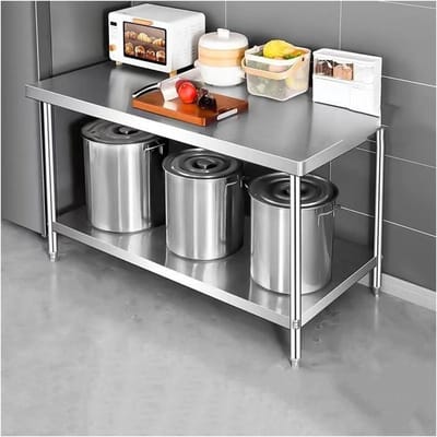 Roestvrijstalen Werktafel - Keukentafel Opklapbaar - Werkplaats Organiseren - Verdikt Materiaal - 50x50x80cm - Zilverkleurig