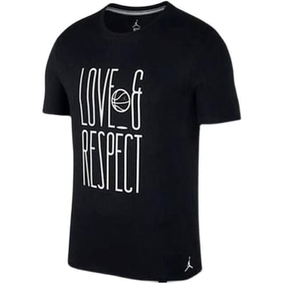 Jordan Liefde & Respect Bedrukt Casual American Vintage T-shirt met Korte Mouwen Dames Tops Zwart AQ4892-010 M gray