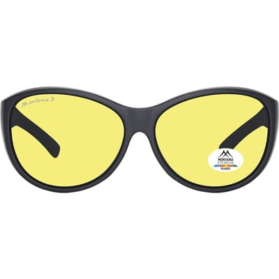 Montana Butterfly Womens Mat Zwart Geel Gepolariseerd FO8 Fit Over Glasses Night Driving Sunglasses