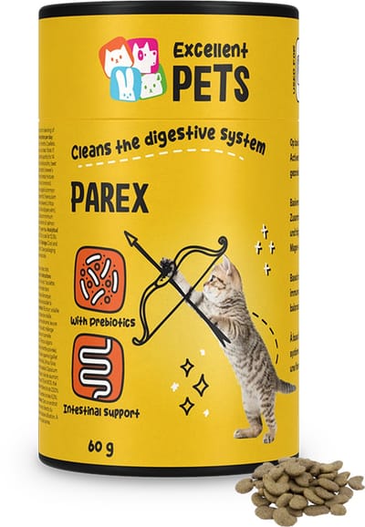 Excellent Pets Spijsvertering 60 gr - Prebiotica - 100% natuurlijk - Bij Moeilijke Ontlasting - Bevordert darmflora, versterkt Immuunsysteem en Glanzende Vacht - Weerstand Katten supplementen - Cat Parex
