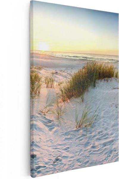 Artaza Canvas Schilderij Duinen - 20x30 cm - Klein - Wanddecoratie Strand En Zee - Muurdecoratie Kust - Kamer Accessoires Zonsopkomst