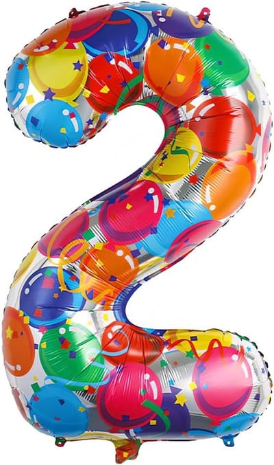 XXL Folieballon Cijfer 2 (101cm) Meerkleurig - Opblaasbaar voor Feest & Verjaardag