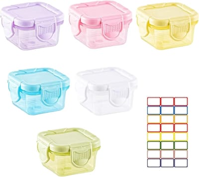 Famanu – 6 stuks mini voedselcontainers voor, herbruikbare kunststof bento-opbergdozen met