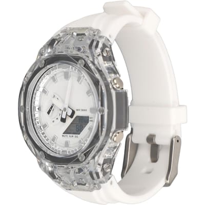 Digitaal Polshorloge Waterdicht Achtergrondverlichting 12/24 Uur LED Horloge Countdown Timer Stopwatch Alarm Dubbel wit