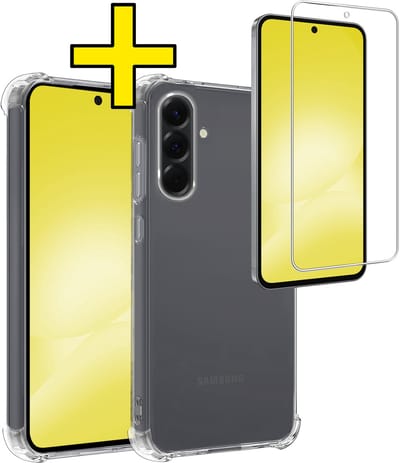 Hoesje - Met Screenprotector - Geschikt voor Samsung Galaxy A56 - Sterk & Shockproof - Siliconen Case - Back Cover - Telefoon Hoes - Shock Proof - Telefoonhoesjes - Transparant