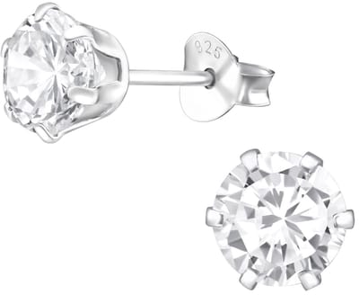 Joy|S - Zilveren oorknoppen - rond 6 mm - zirkonia - oorbellen