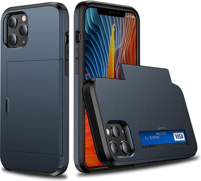 Hoesje geschikt voor iPhone 8 - Backcover - Hardcase - Pasjeshouder - Portemonnee - Shockproof - TPU - Marineblauw