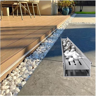 Drainage Kanaal - Afvoer Systeem - Waterafvoer Buiten - Roestvrij Staal - H10*W6.5CM - Zilver