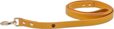 Gele Leren Hondenriem - Hondenriem Leer - Leren Leiband - Mosterd - Goud - Yummy Yellow - Paw My God!
