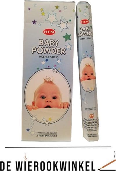 De Wierookwinkel – Doos - Wierook - Baby Poeder - Baby Powder - Baby Poeder Wierook - Wierookstokjes Baby Poeder - (HEM) - Wierooksticks - Incense sticks - 6 Kokers - 120 Stokjes
