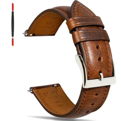 Dailygoods- Horlogebandje 20 mm - Echt Leer - Quick Release - Vintage - Dikke Roestvrijstalen Sluiting - Duurzaam Draagcomfort - Horlogearmband