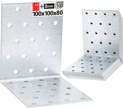 LUN FIX - Hoekverbinder 100x100x80x2.0 mm - 10 Stk. - verzinkt staal - plaathoekverbinder