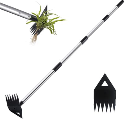 Onkruidtrekker met 150 cm lange steel - 2-in-1 onkruidhark en schoffel voor tuinieren
