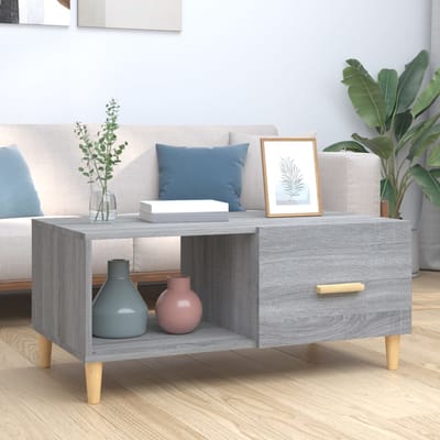 vidaXL - Salontafel - 89,5x50x40 - cm - bewerkt - hout - grijs - sonoma - eikenkleurig