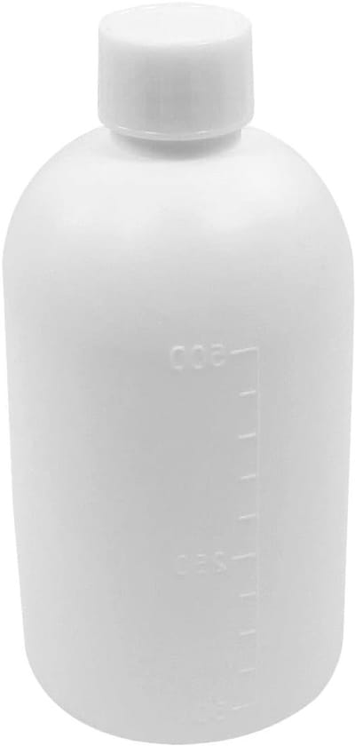Plastic reageerbuis met dubbele dop, cilindrische container voor opslag van vloeistoffen, ideaal voor laboratorium en chemisch gebruik (wit, 500ml)