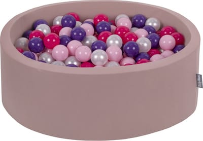 KiddyMoon Rond Ballenbak voor kinderen 90x30cm met 200 Ballen ∅ 7cm - Speelgoed 1 jaar - BPA-vrije ballenbakken - Ballenbad velvet baby foam - Kunststof ballen - Erikakleuren: Poederroze Parel Violet Donkerroze