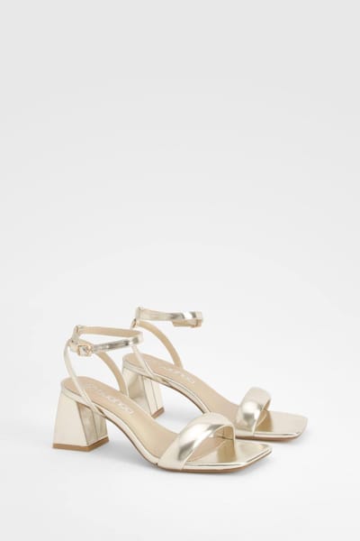 boohoo Dames Metallic gevoerde tweedelige hakken met bandjes | Goud | Maat: 36