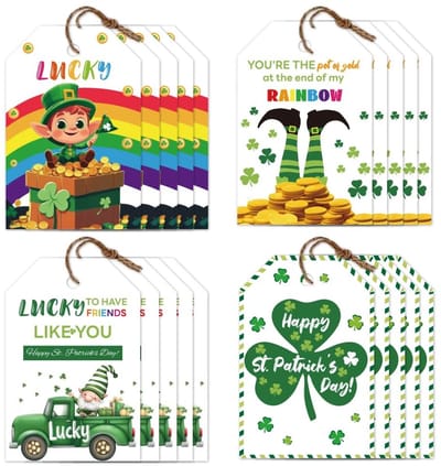 Dailygoods - CHGCRAFT 120 stuks St. Patrick's Day Gift Tags Shamrock Lucky Rainbow Gift Opknoping Tags Gnome Gouden Papier Tags Present Labels voor Decoratie Verjaardag Bruiloft Handgemaakte Geschenkdoos