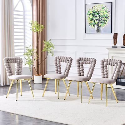 REDOM Eetkamerstoelen Set van 2 - Uitsparing in Rugleuning - Modern - Fluweel en Metaal - Lichtgrijs