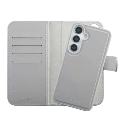 Selencia Hoesje - Geschikt voor Samsung Galaxy S24 / S25 - Olyn Uitneembare Bookcase met Magnetische Ring - Grijs