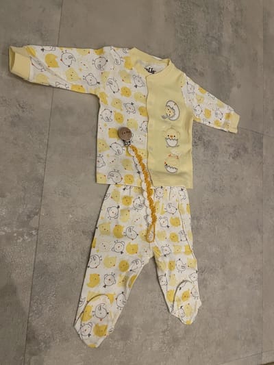 Little chick pyjama jongens/meisjes met handgemaakte Speenkoord - Babykleding