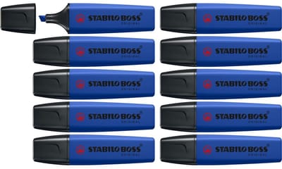 STABILO BOSS ORIGINAL - Markeerstift - Wildflower - Ultramarijn blauw - Doos 10 Stuks
