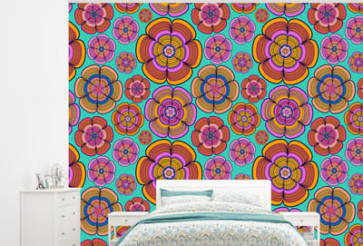 Behang - Fotobehang Design - Flower Power - Kleuren - Breedte 300 cm x hoogte 240 cm
