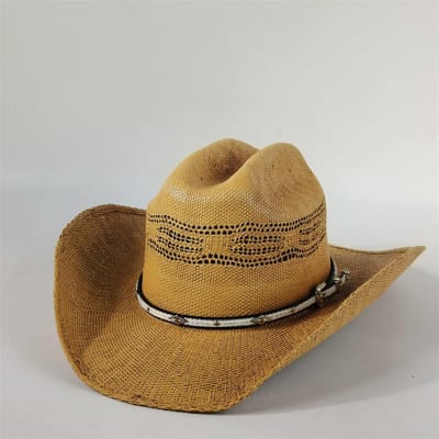 Heren Stijve Stro Cowboyhoed dames Brede Rand Weide strooien hoed cowboy effen zomer Zon hoed doos verpakking sombrero vaquero man 56-58 brown