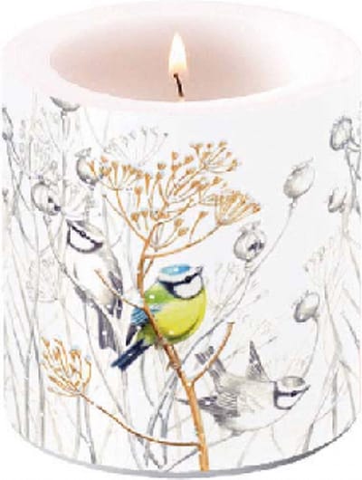 Ambiente Kaars klein Sweet Little Bird- Ø 7,5 - h 9 cm- Paraffine- ± 35 uren branduren