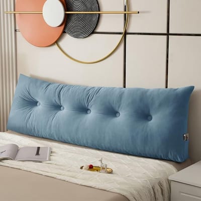 Rugleuningskussen - Wigkussen bed - Zitten in bed - Met zijvakken - 150x40x12 cm - Grijs