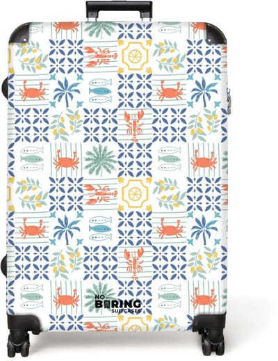 NoBoringSuitcases.com® - Koffer groot - Reiskoffer lichtgewicht - Zomer tegel patroon kleurrijk - Rolkoffer met 4 wielen - Grote trolley XL - 98 liter bagage