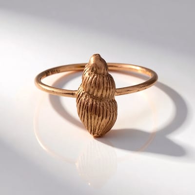 Cavill - Ring van 925 Sterling Zilver met Rosé Verguld - Natuurlijk Schelpmotief - Joias do Paraíso Elegante Damesring 1,4g - Maat 18 en 19