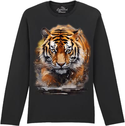 Tijger Watercolor Running Tiger The Coloured House Longsleeve T-shirt XXL