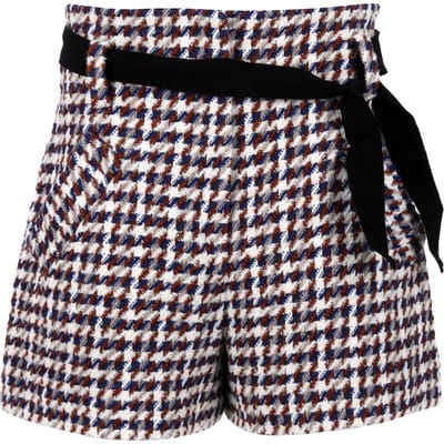 Maje shorts met hoge taille en riem in veelkleurig katoen