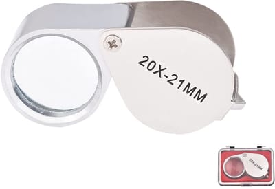Dailygoods- Juweliersloep 20-voudig - Loep met etui - Handloep - Roestvrij staal - Dikke glazen lens - Voor hobbyobservatie - Vergrootglas