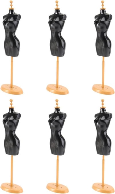 Poppenkleding Standaard - Poppenjurk Displayrek - Poppenhuis Decoratie - Ruimtebesparend Ontwerp - 25x7.5cm - Zwart