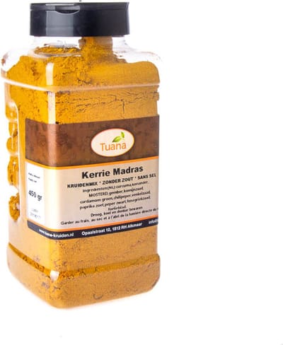Tuana Kruiden - Kerrie Madras - Strooibus 450 Gram - Tuanashop - GP-K-0053