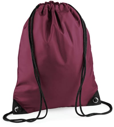 Nylon sport/zwemmen gymtas met rijgkoord - 2x stuks - 45 x 34 cm - bordeaux rood - Kinder tasjes - 12 liter